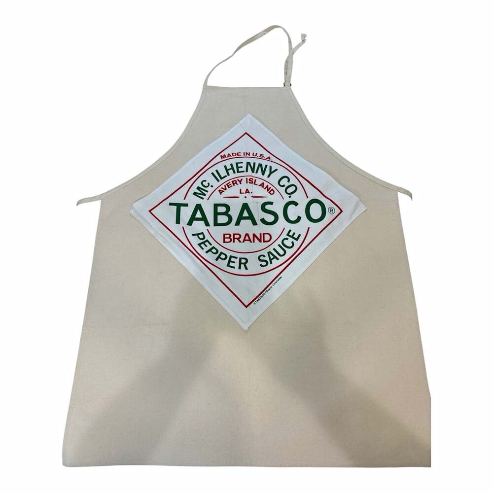 TABASCO Pepper Sauce Logo Bib Apron Cotton One Size Beige Red Green White